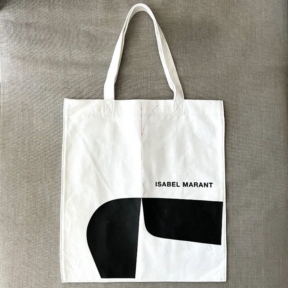 AUTH New Isabel Marant White Large canvas tote bag Heavy Cotton 16"W x 17.5"H
